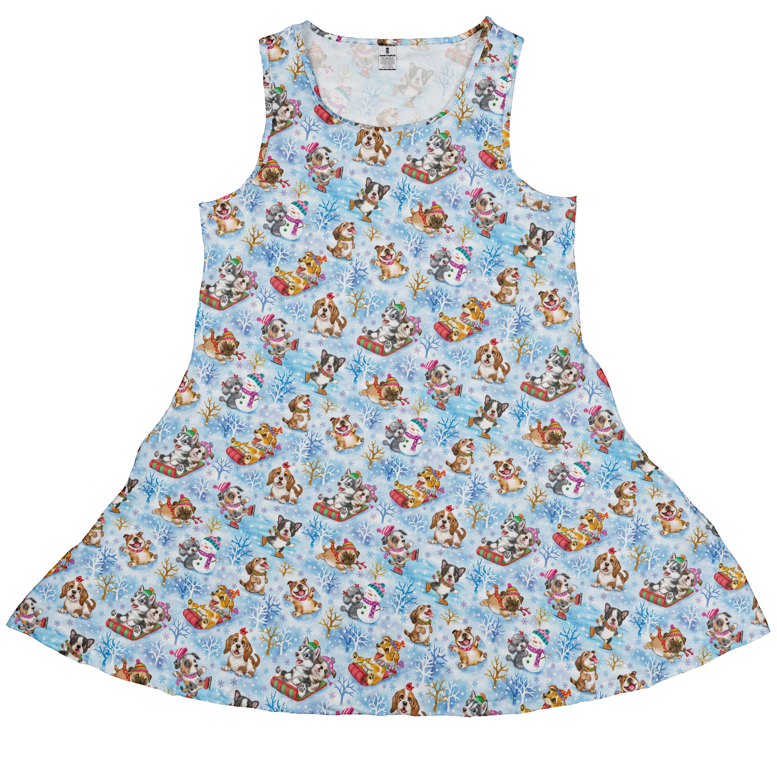 Snow Much Puppy Fun Sleeveless Dress front