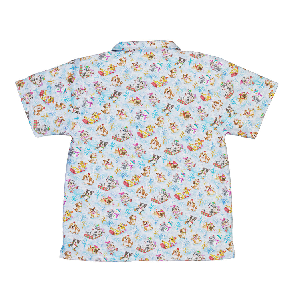 Snow Much Puppy Fun Youth Hawaiian Shirt Back