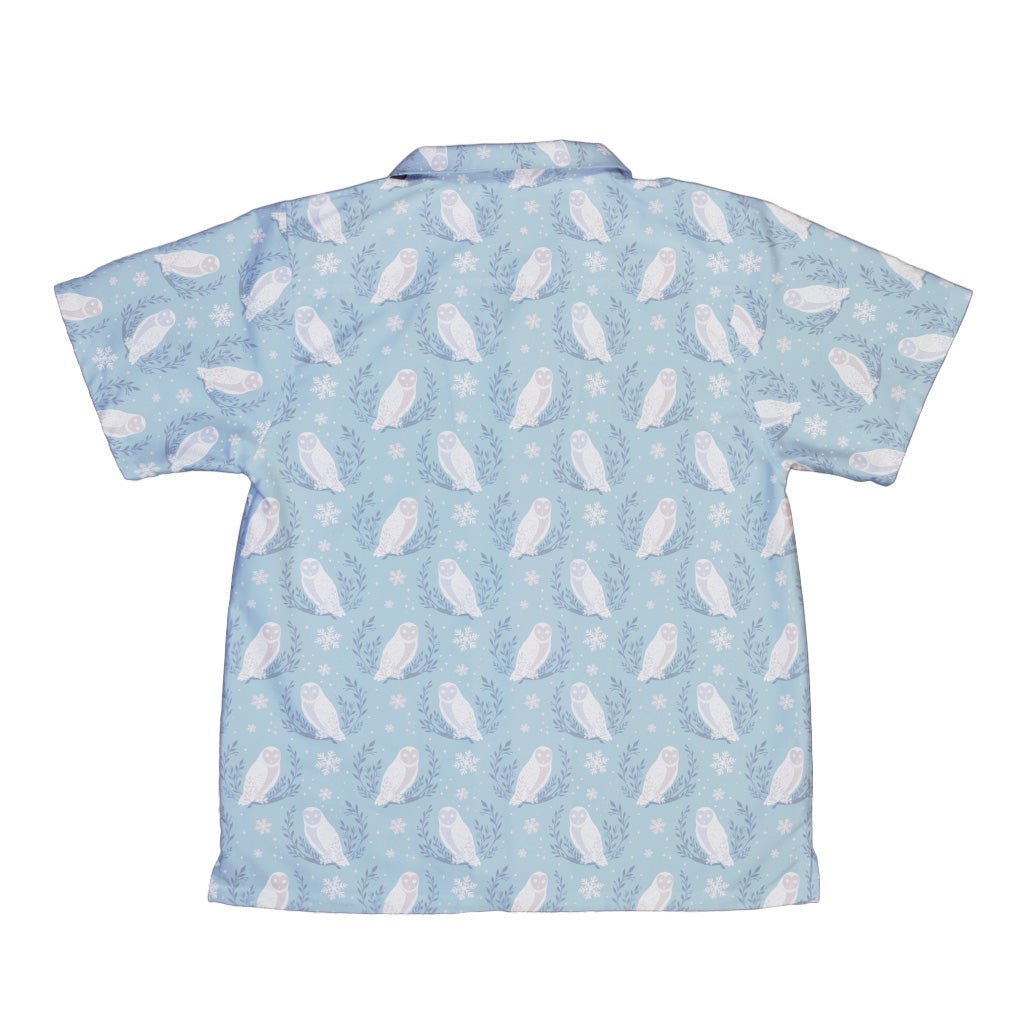 Snow Owl Moon Youth Hawaiian Shirt Geek Nerd Christmas Print Design by Episodic q4
