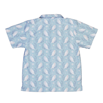 Snow Owl Moon Youth Hawaiian Shirt Geek Nerd Christmas Print Design by Episodic q4