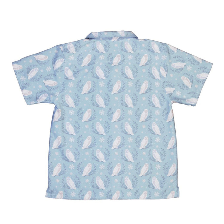 Snow Owl Moon Youth Hawaiian Shirt Geek Nerd Christmas Print Design by Episodic q4