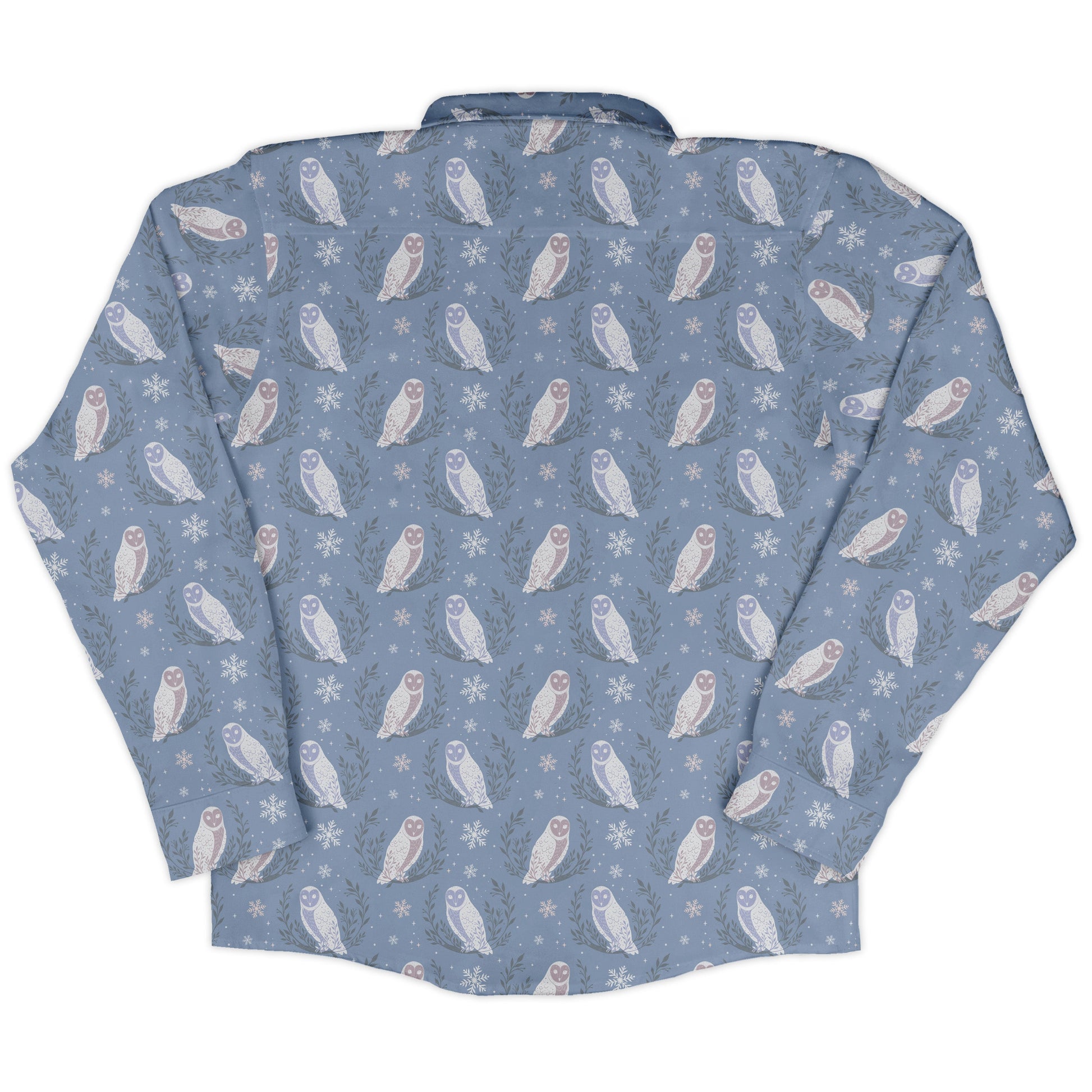 Snow Owl Moon Long Sleeve Button Up Shirt