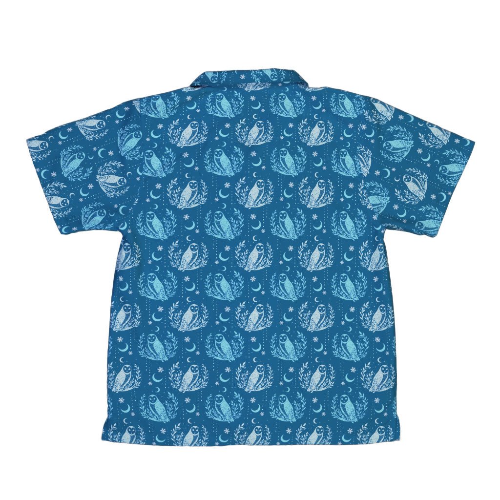 Snow Owl Night Flight Youth Hawaiian Shirt Geek Nerd Christmas Print Design by Episodic q4