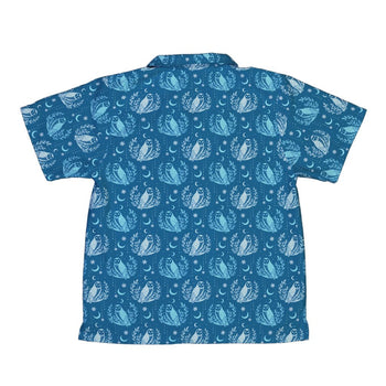 Snow Owl Night Flight Youth Hawaiian Shirt Geek Nerd Christmas Print Design by Episodic q4