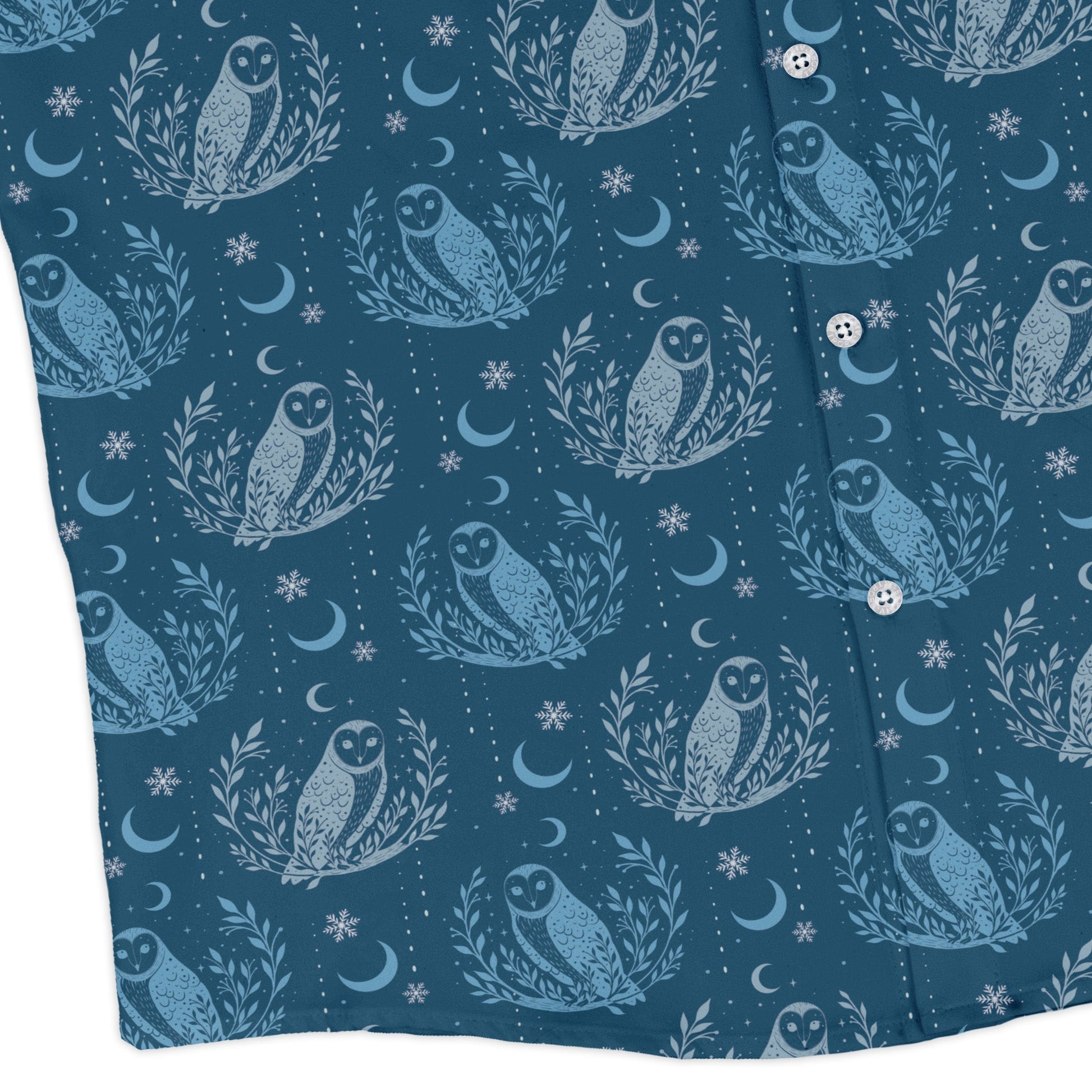 Snow Owl Night Flight Long Sleeve Button Up Shirt