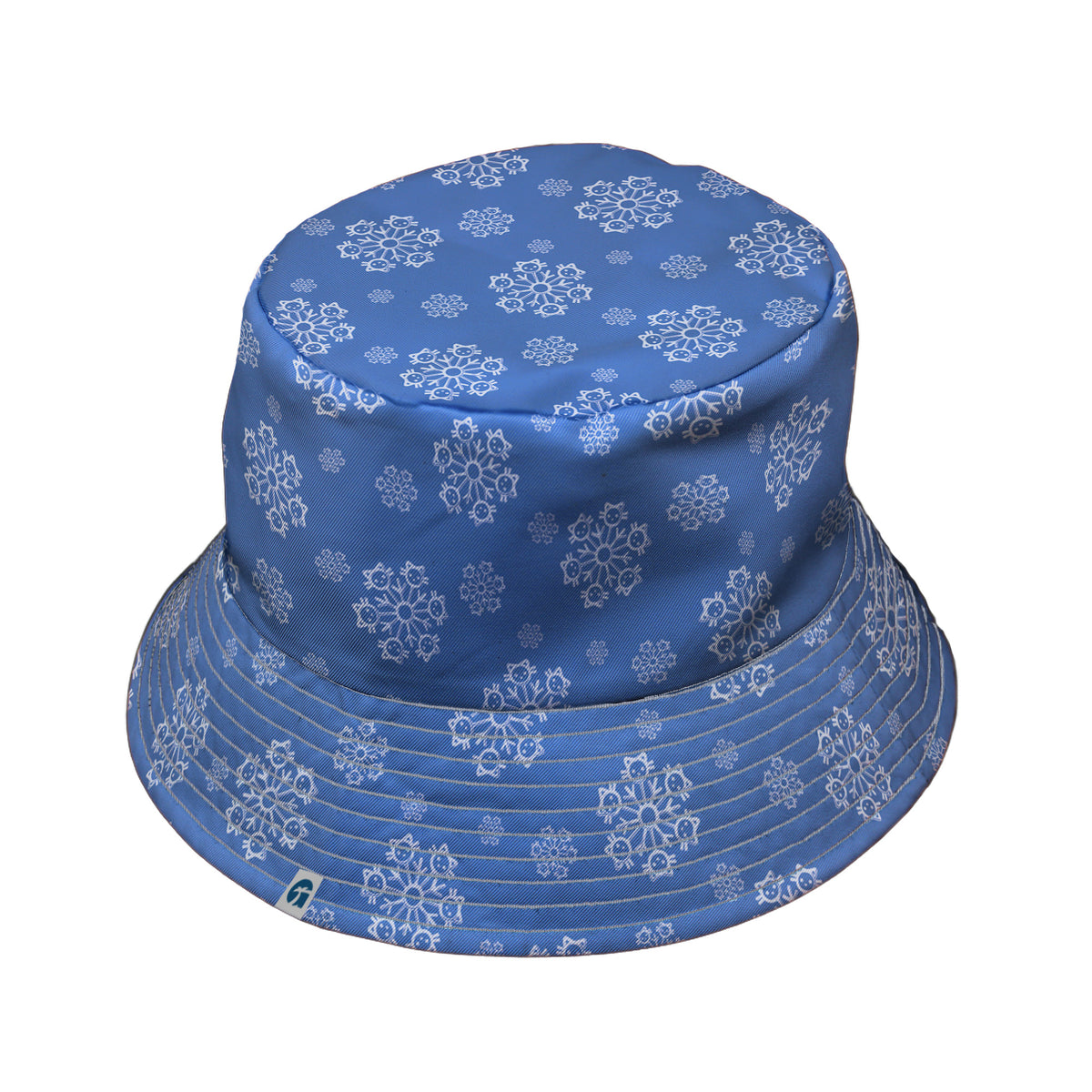 Snowflake Cat Winter Bucket Hat Gray Stitching