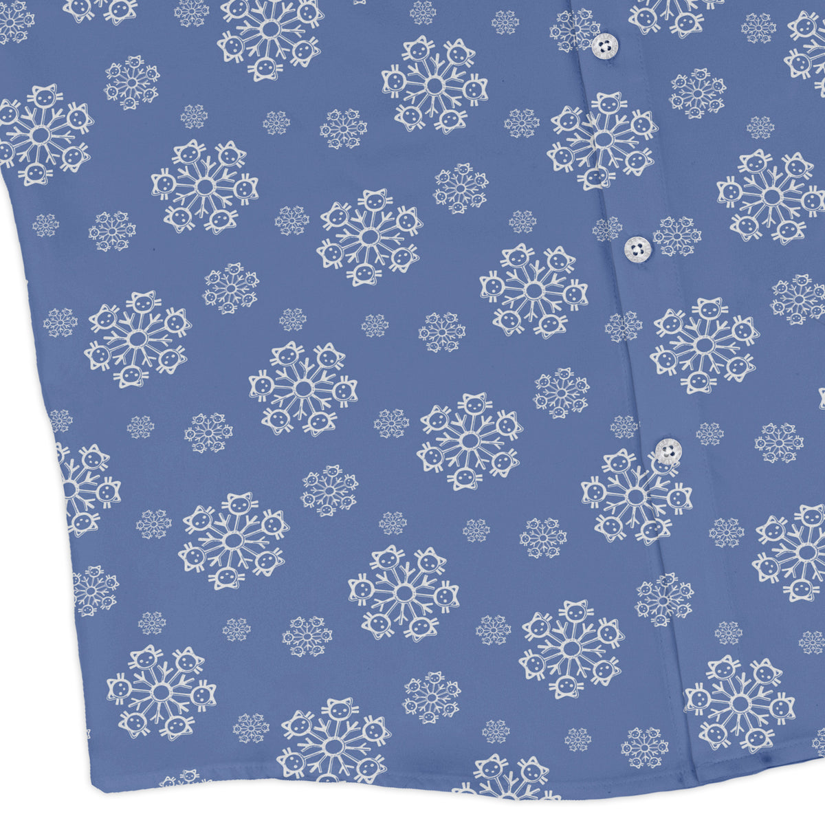 Snowflake Cat Winter Long Sleeve Button Up Shirt corner