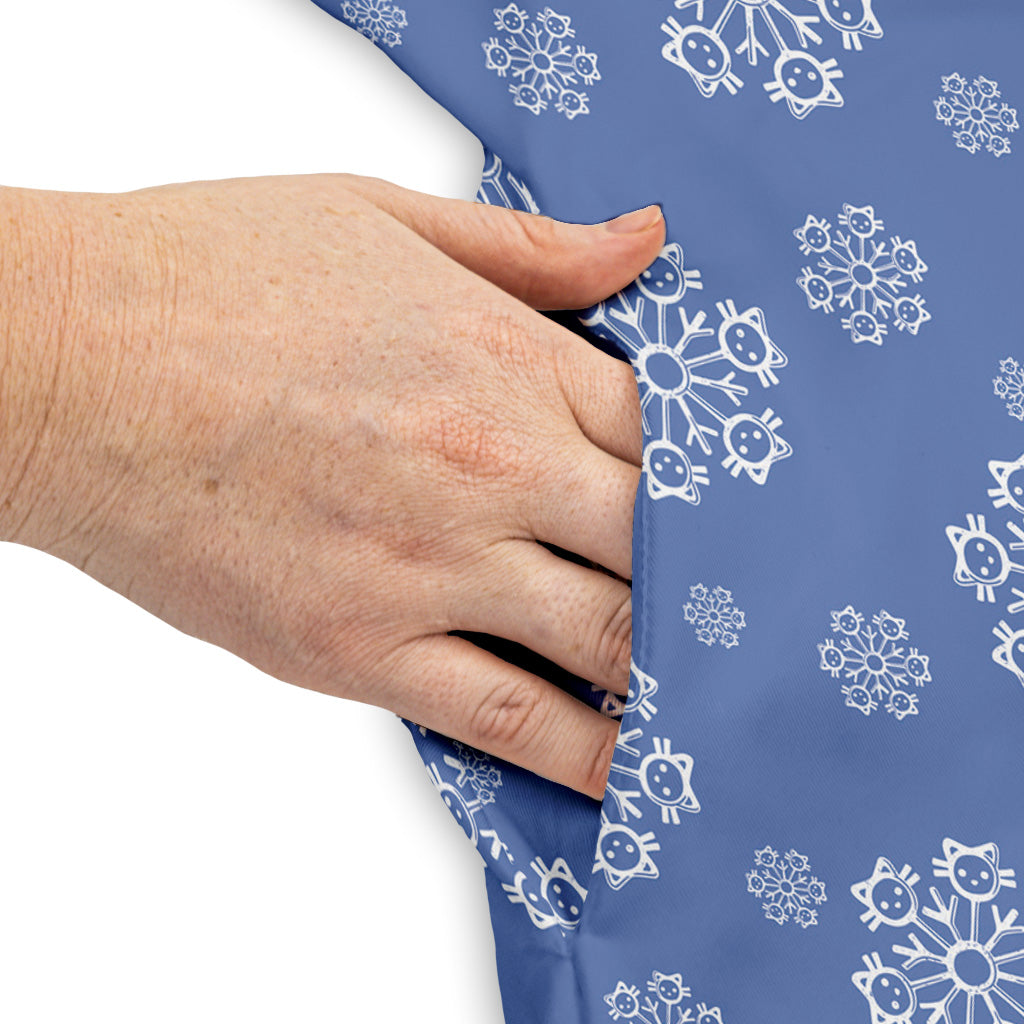 Snowflake Cat Winter Sleeveless Dress Pocket