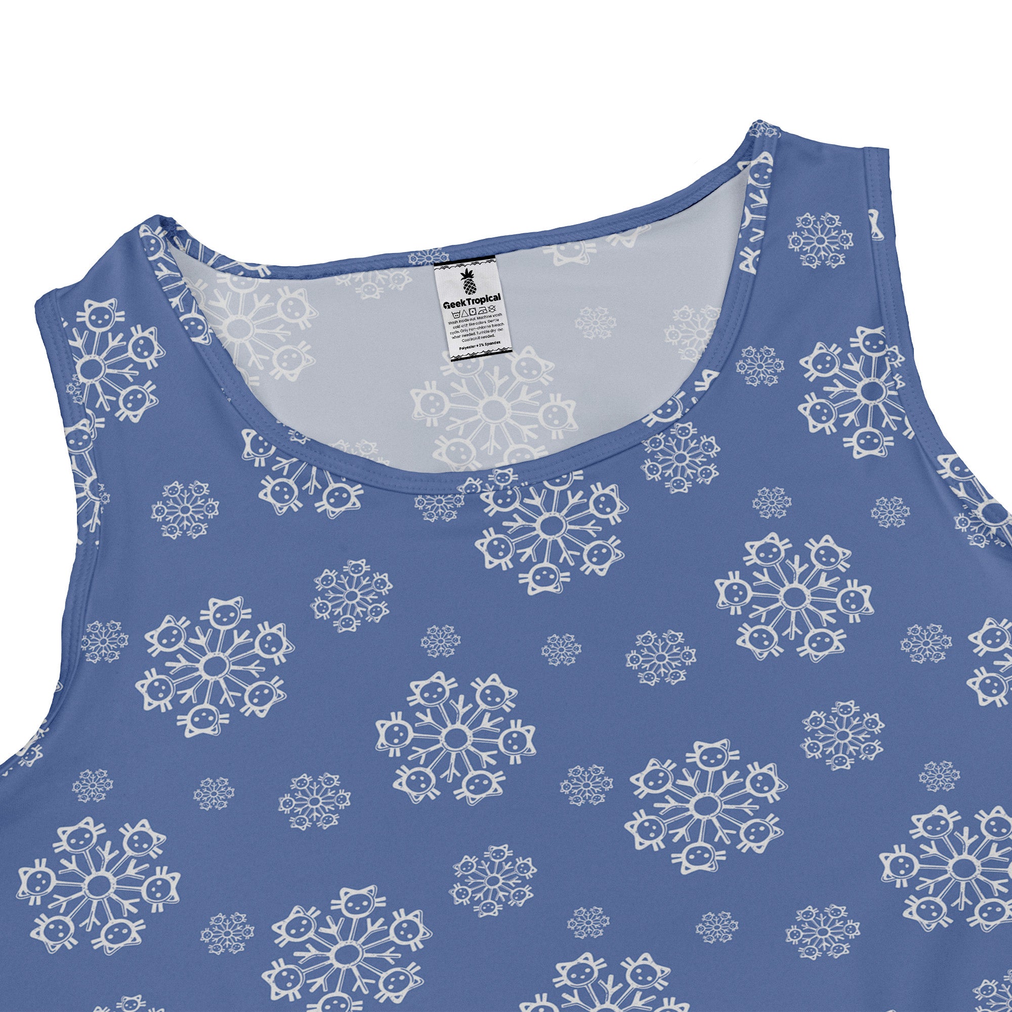 Snowflake Cat Winter Sleeveless Dress close front