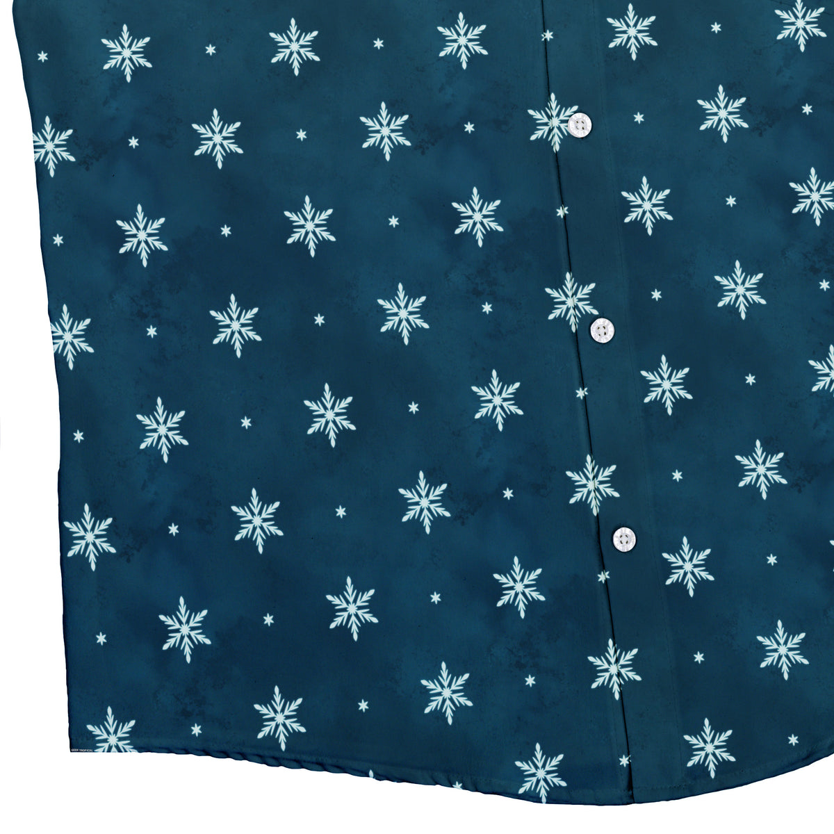 Snowflake Season Button Up Shirt Bottom Corner