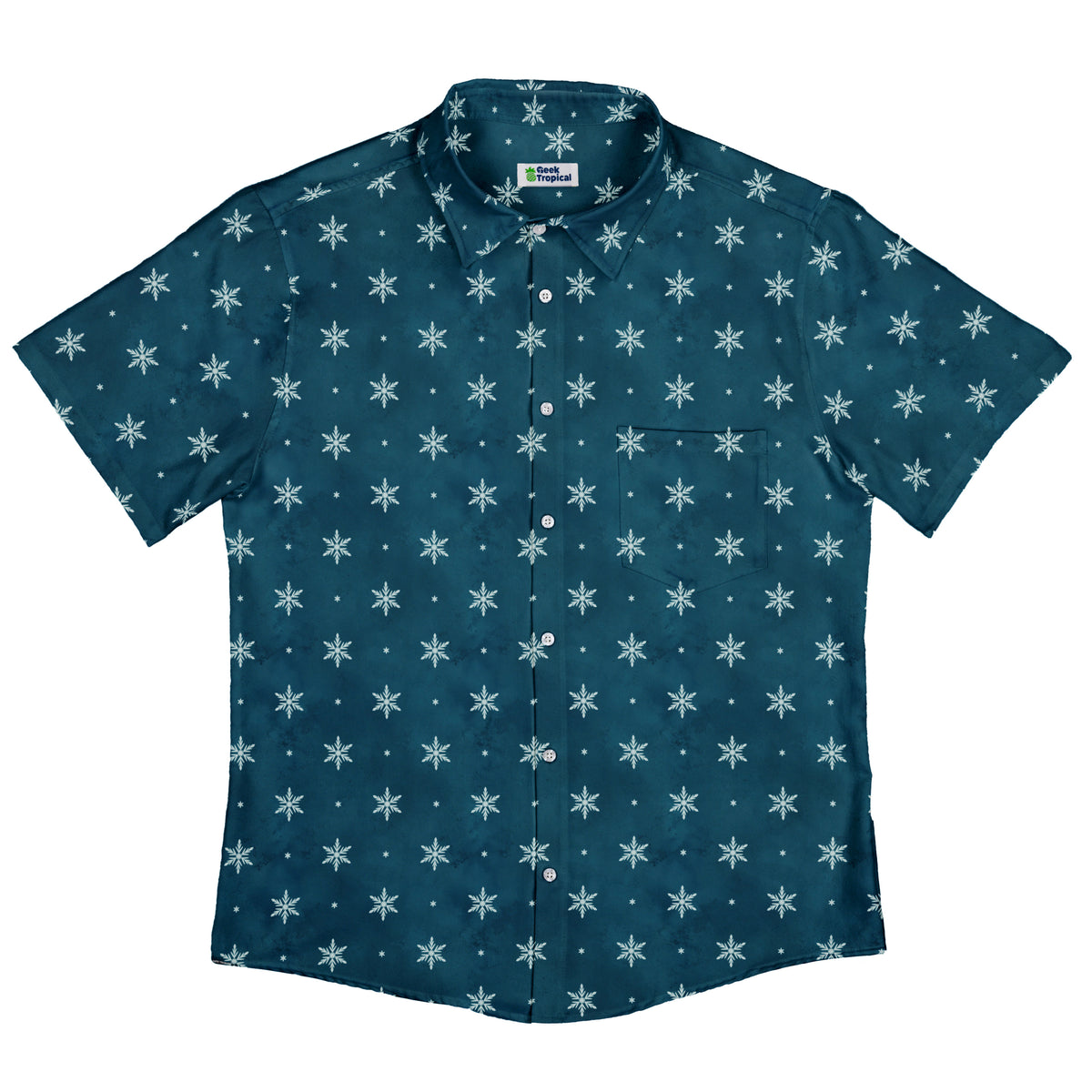 Snowflake Season Button Up Shirt Flat Front