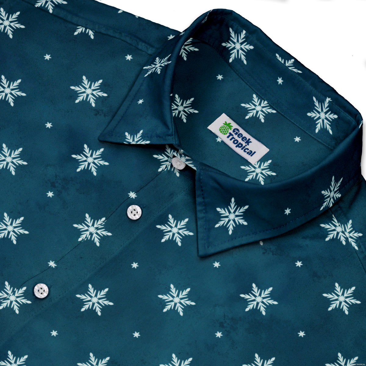 Snowflake Season Button Up Shirt Neck