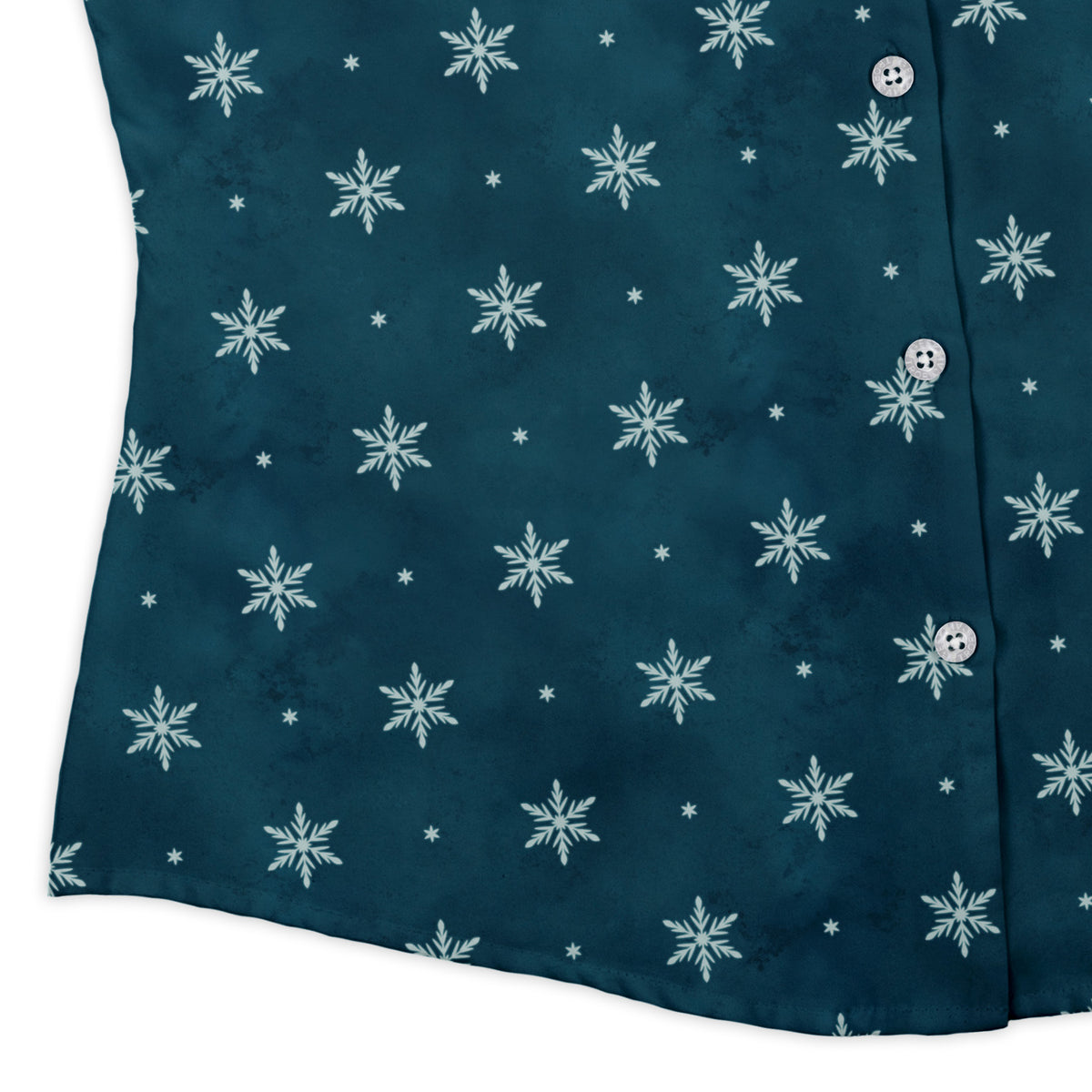 Snowflake Season Curvy Button Up Shirt womens corner