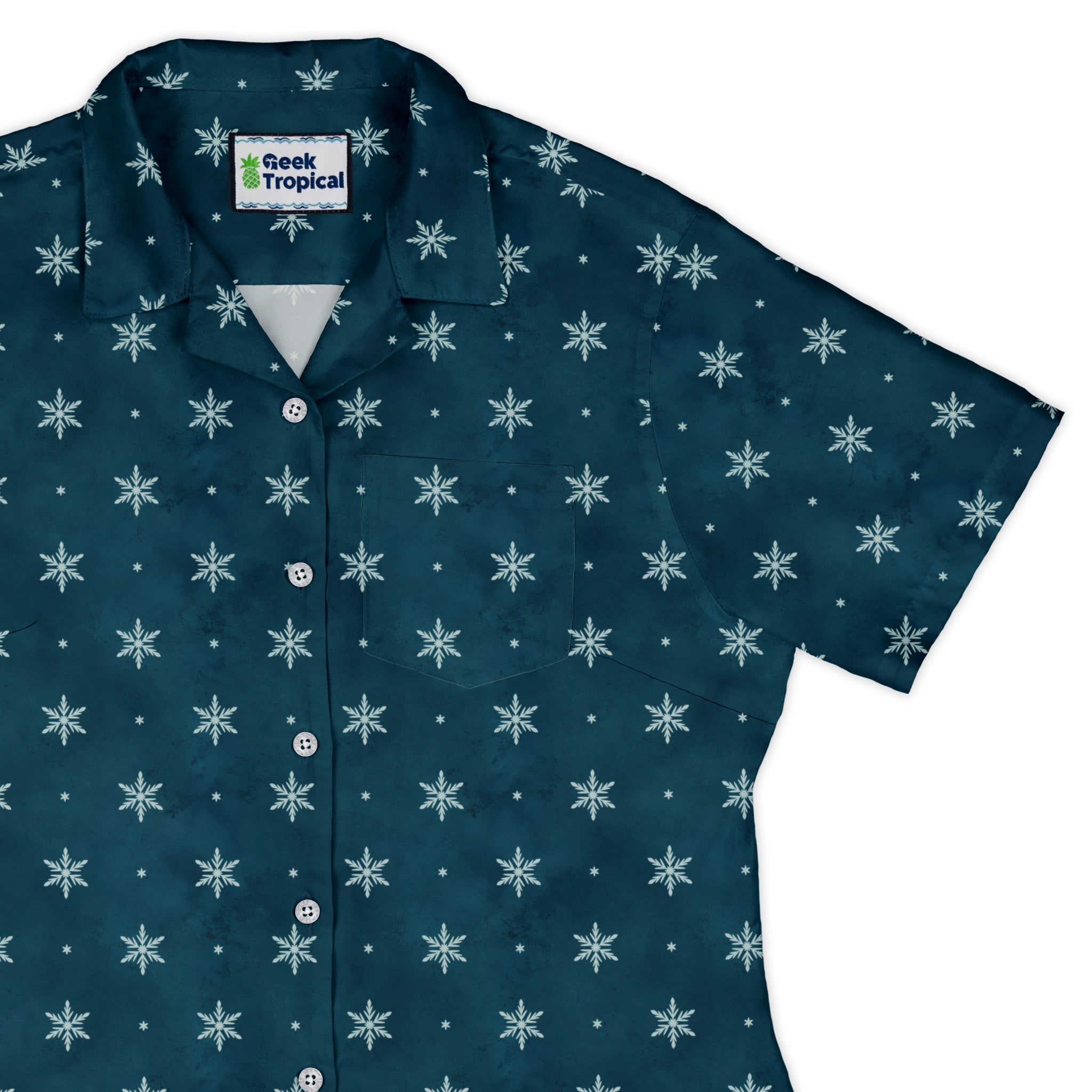 Snowflake Season Curvy Button Up Shirt womens top right