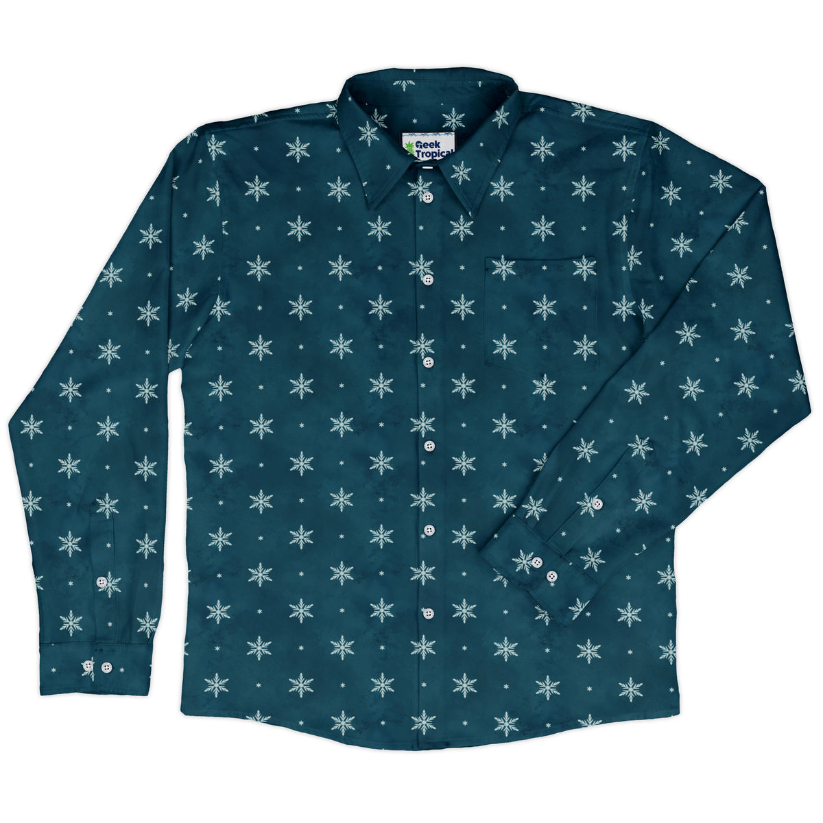 Snowflake Season Long Sleeve Button Up Shirt front