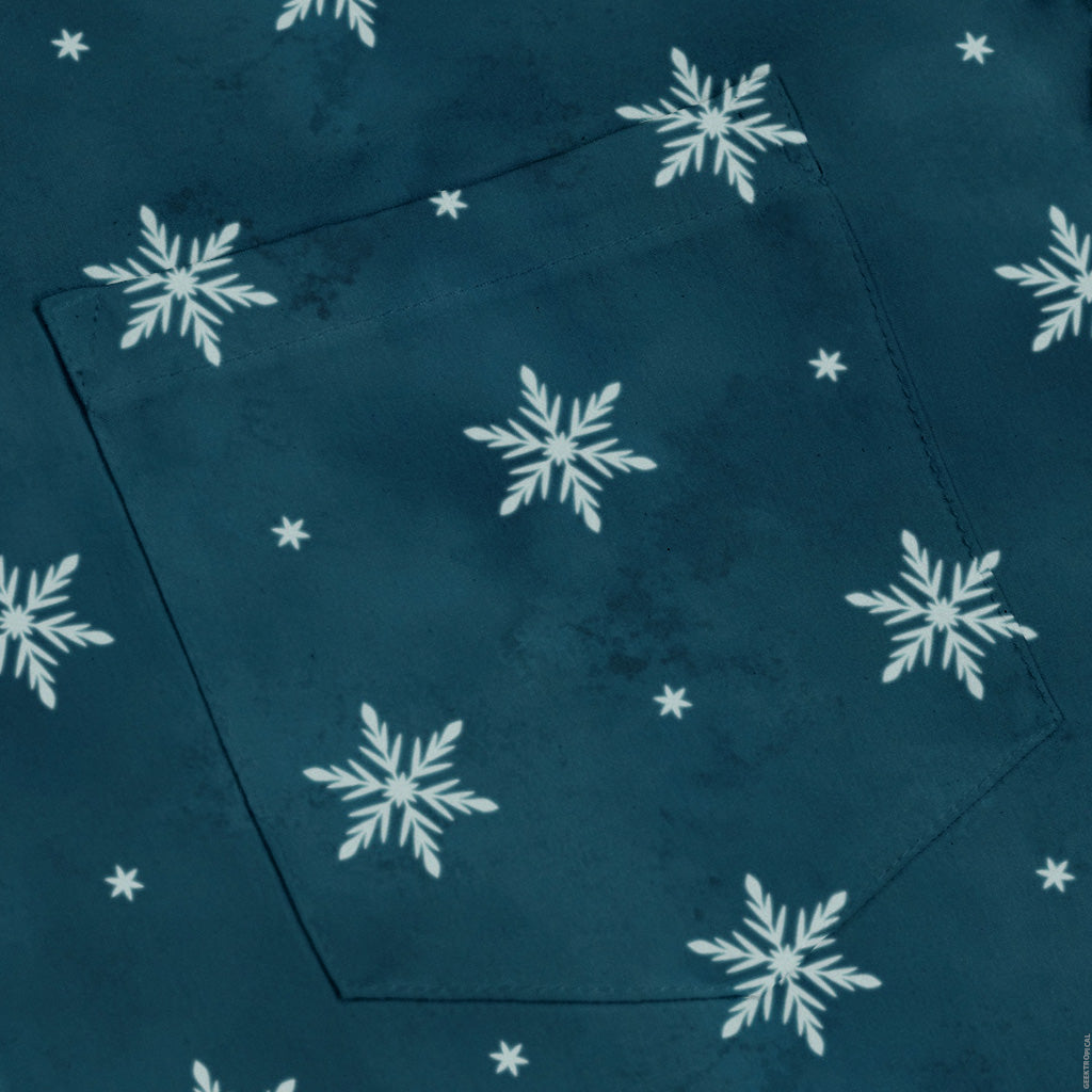 Snowflake Season Long Sleeve Button Up Shirt pocket