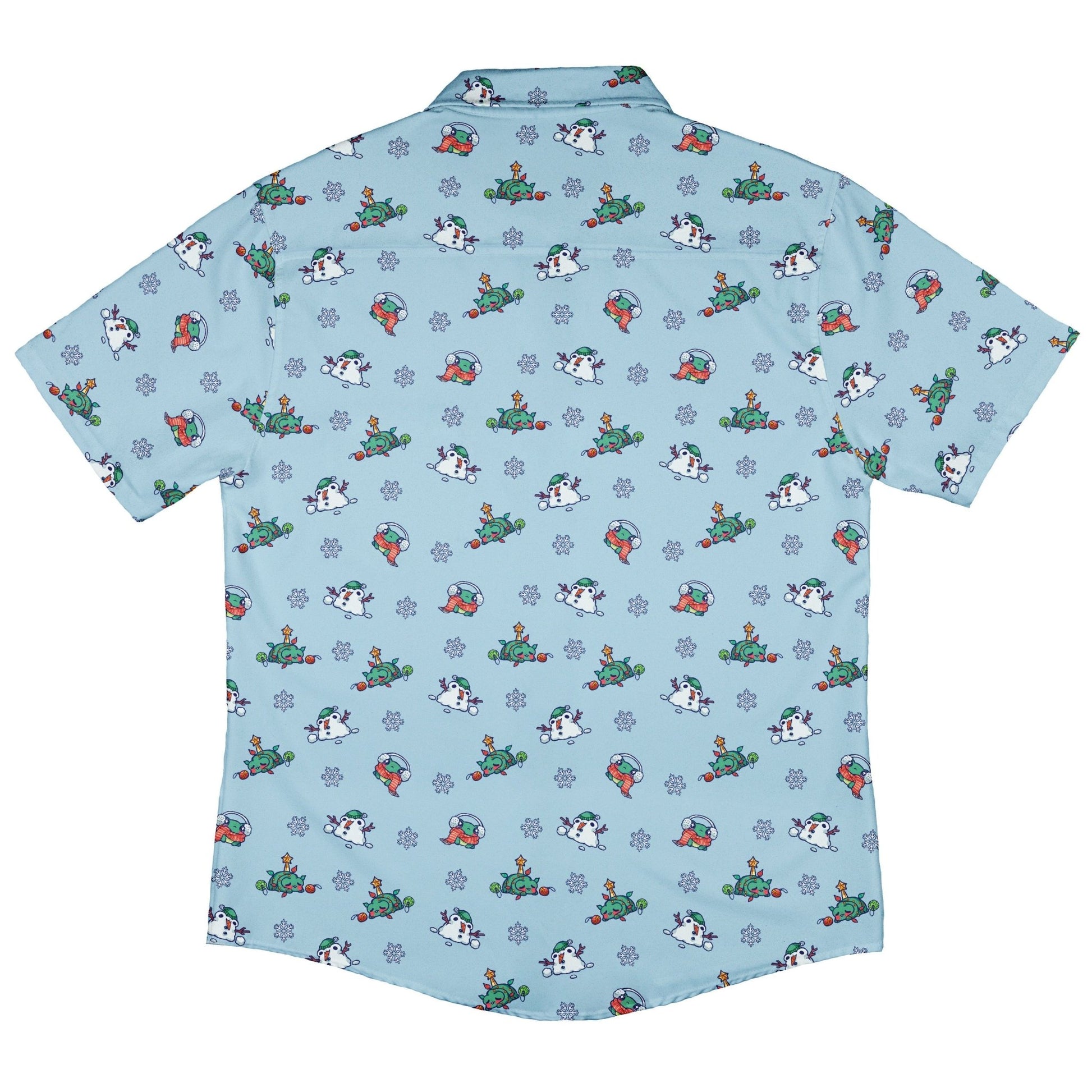 Snowing Frogs Button Up Shirt Geek Nerd adult sizing Christmas Print Design by Ardi Tong