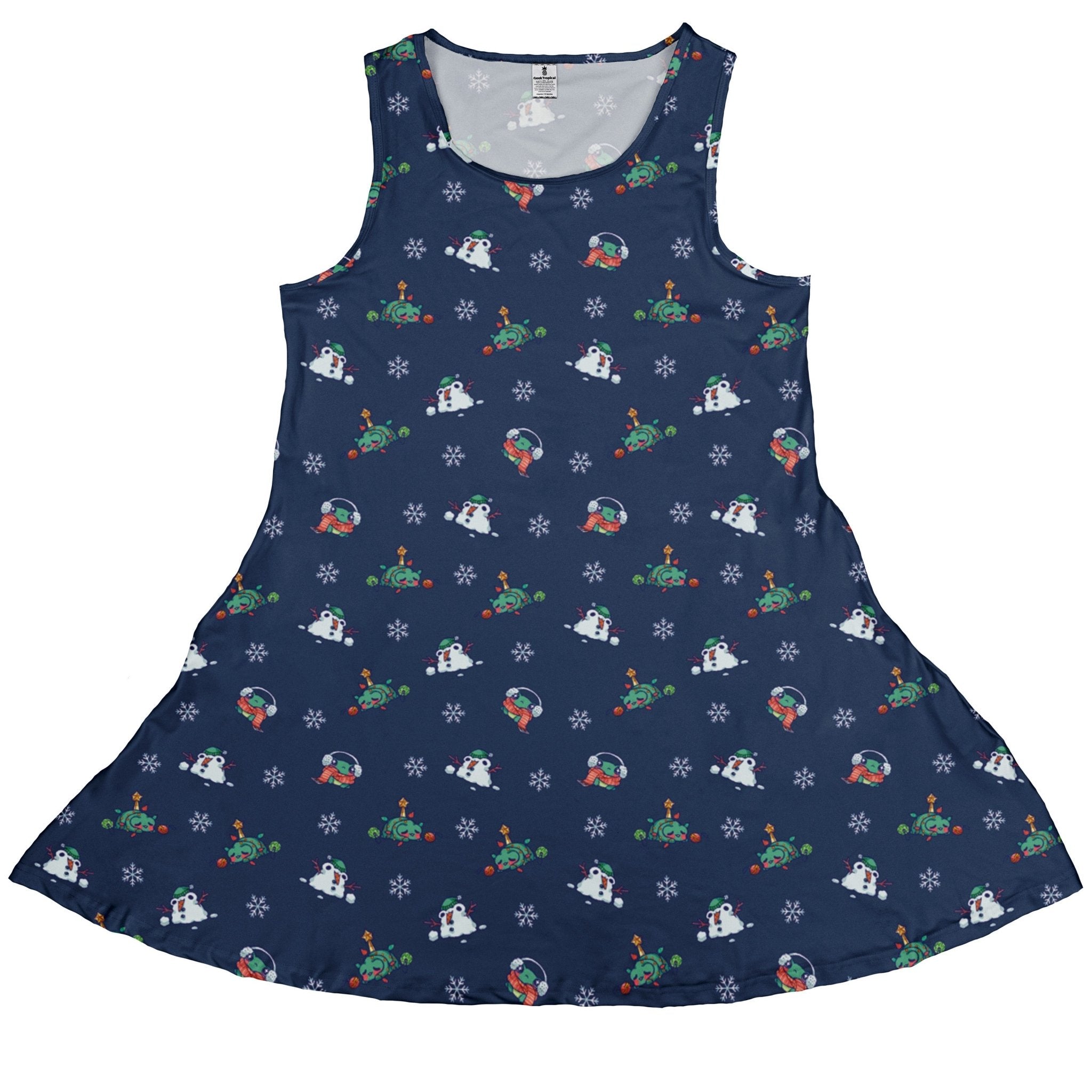 Snowing Frogs Chilly Night Dress Geek Nerd Christmas Print Design by Ardi Tong lx - C