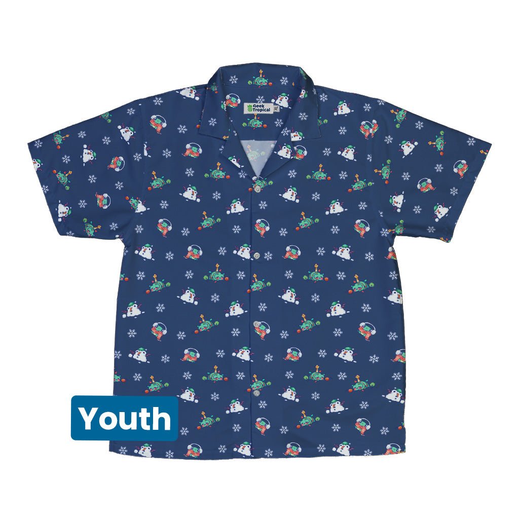 Snowing Frogs Chilly Night Youth Hawaiian Shirt Geek Nerd Christmas Print Design by Ardi Tong q4