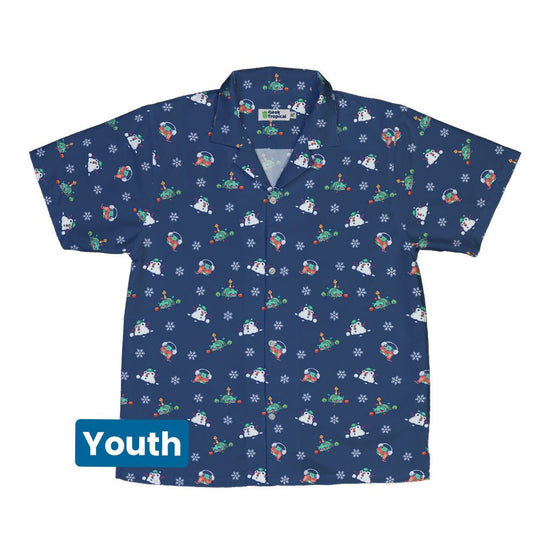 Snowing Frogs Chilly Night Youth Hawaiian Shirt Geek Nerd Christmas Print Design by Ardi Tong q4