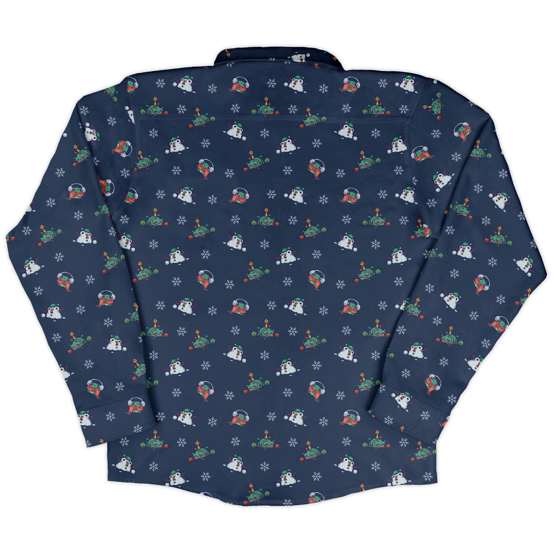 Snowing Frogs Chilly Night Long Sleeve Button Up Shirt