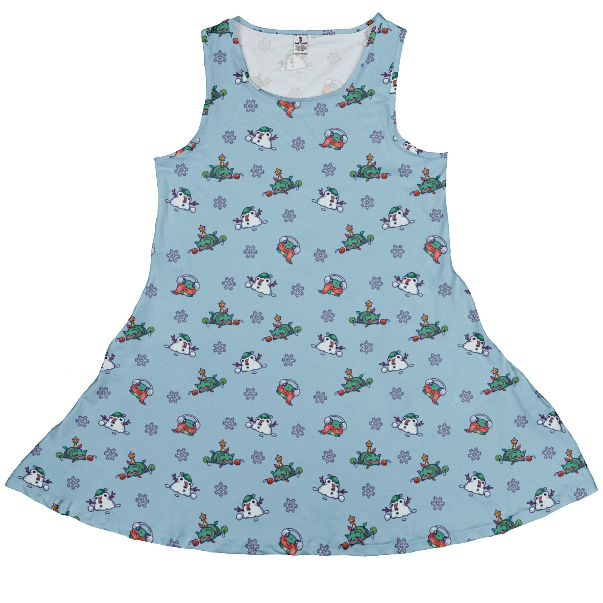 Snowing Frogs Dress Geek Nerd Christmas Print Design by Ardi Tong lx - C