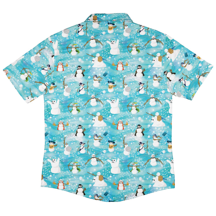 Snowmen Dnd Classes Button Up Shirt Geek Nerd adult sizing Christmas Print Designs by Nathan
