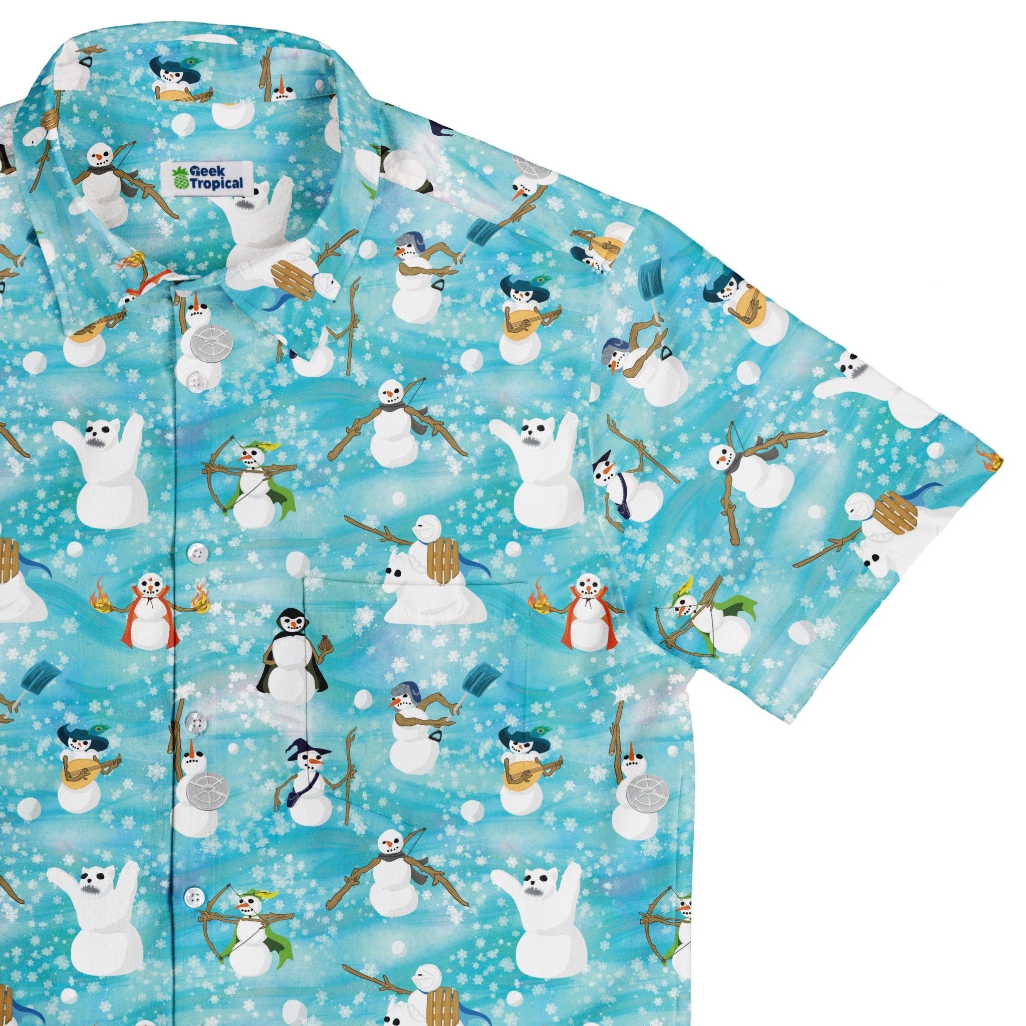 Snowmen Dnd Classes Button Up Shirt Geek Nerd adult sizing Christmas Print Designs by Nathan