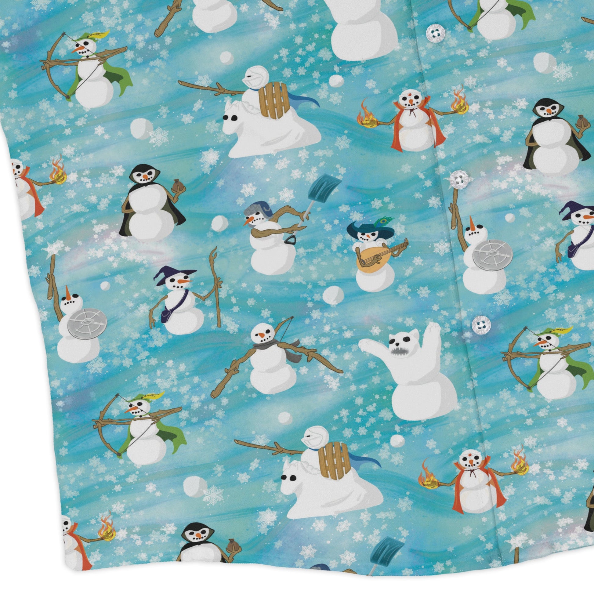 Snowmen Dnd Classes Long Sleeve Button Up Shirt