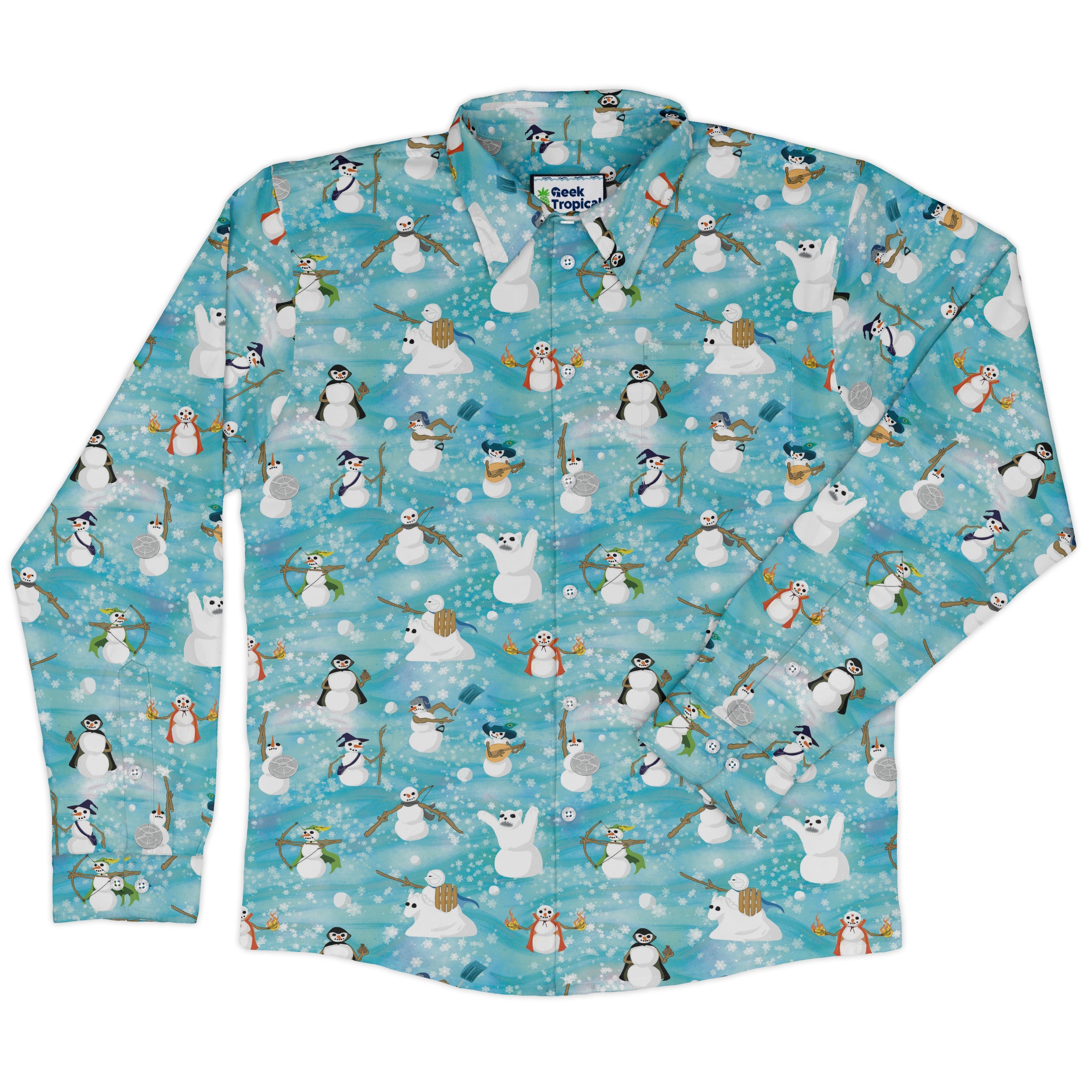 Snowmen Dnd Classes Long Sleeve Button Up Shirt