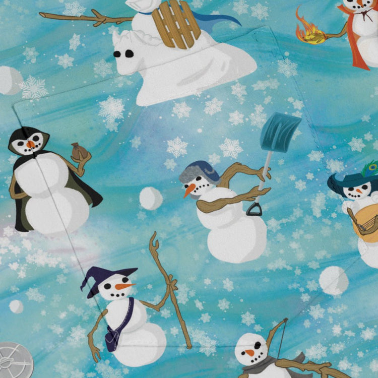 Snowmen Dnd Classes Long Sleeve Button Up Shirt Geek Nerd adult sizing Christmas Print Designs by Nathan