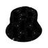 Snowy Kitty Night Bucket Hat Black Stitching