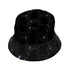 Snowy Kitty Night Bucket Hat Gray Stitching