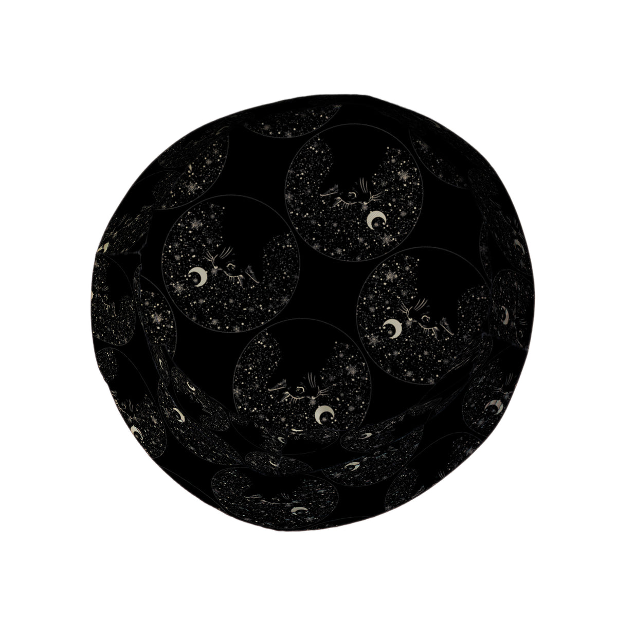 Snowy Kitty Night Bucket Hat Top View
