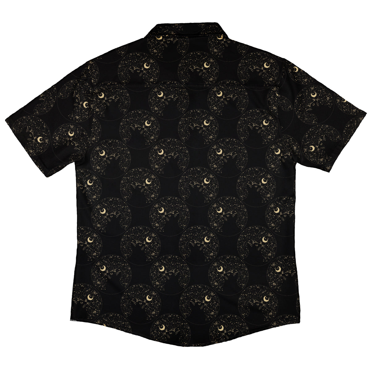Snowy Kitty Night Button Up Shirt Back