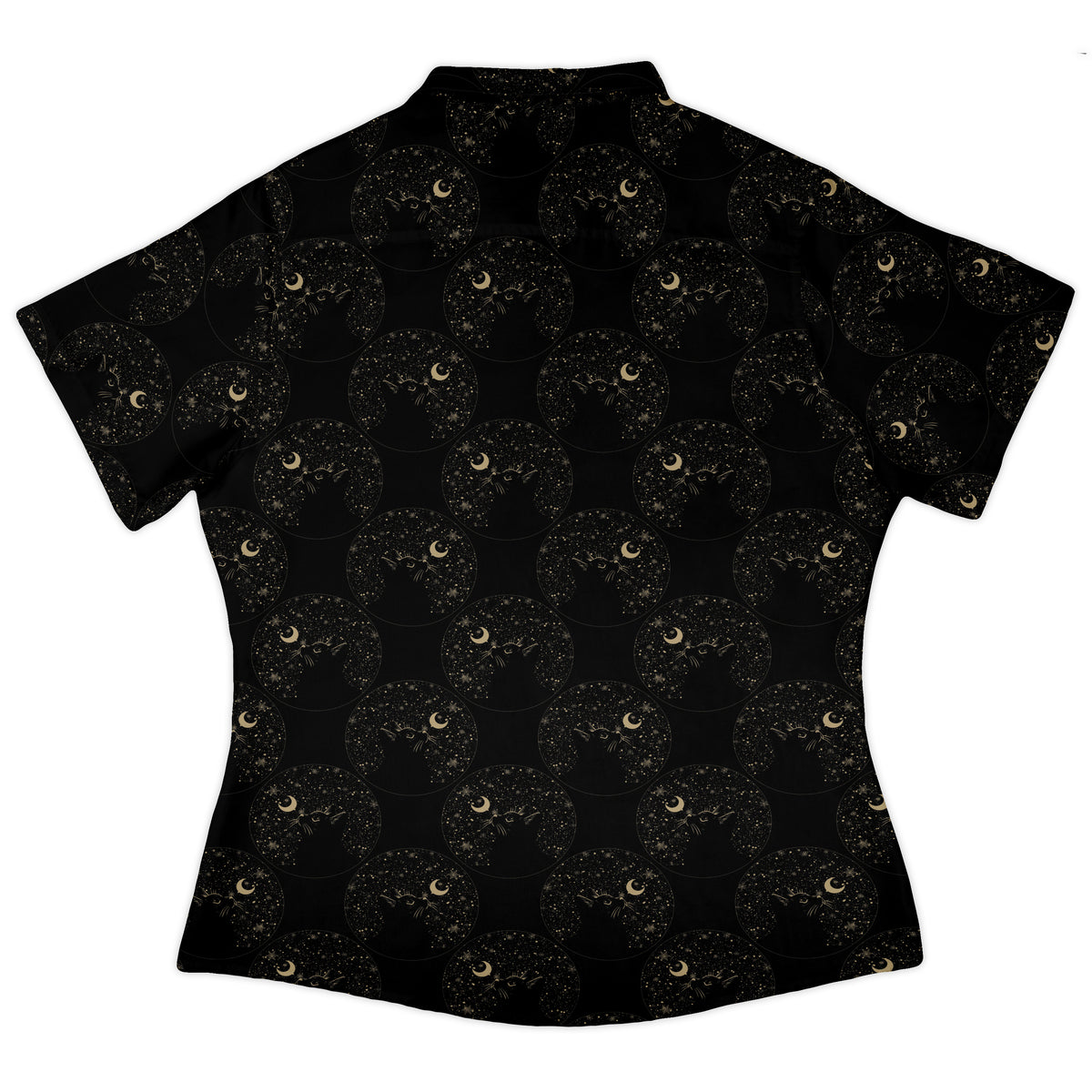 Snowy Kitty Night Curvy Button Up Shirt womens back