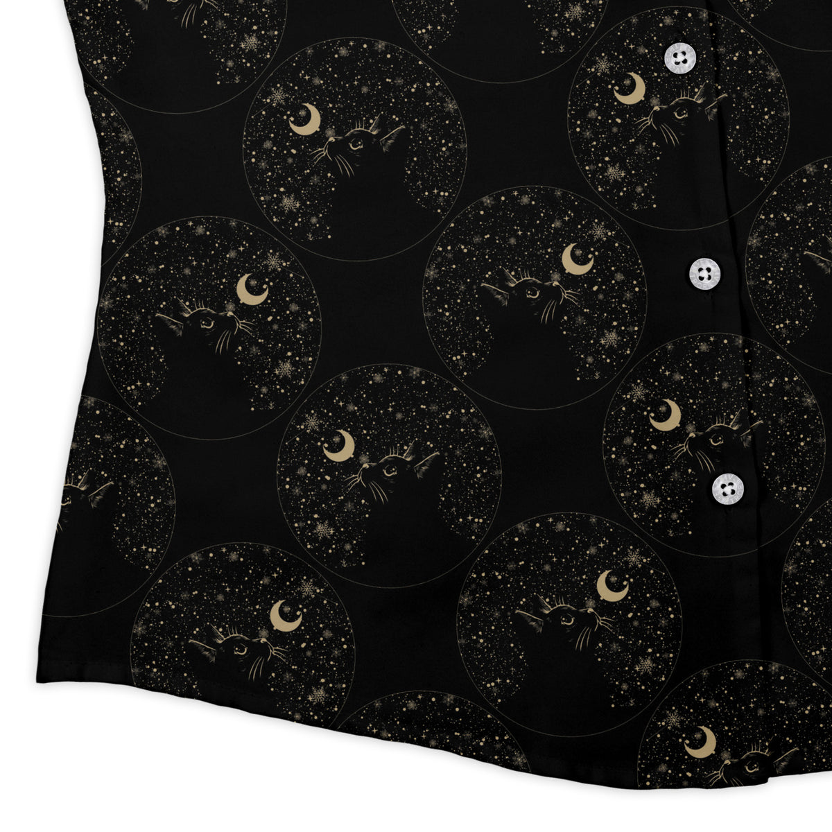 Snowy Kitty Night Curvy Button Up Shirt womens corner