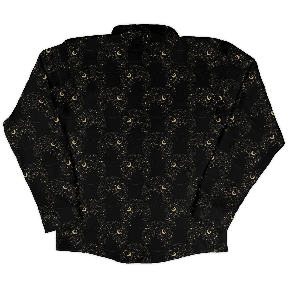 Snowy Kitty Night Long Sleeve Button Up Shirt back