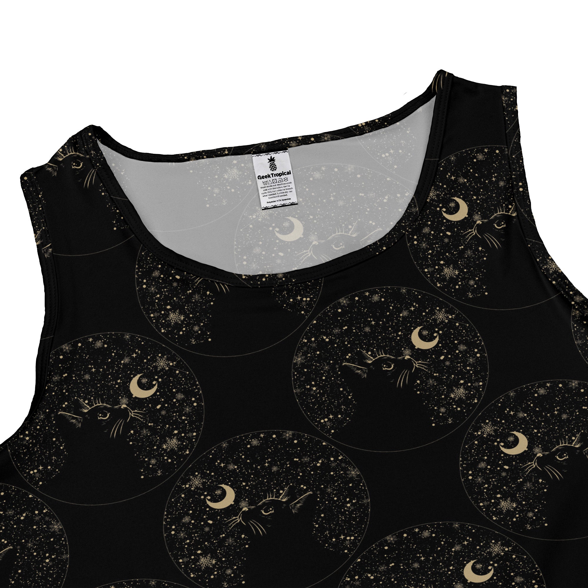Snowy Kitty Night Sleeveless Dress close front