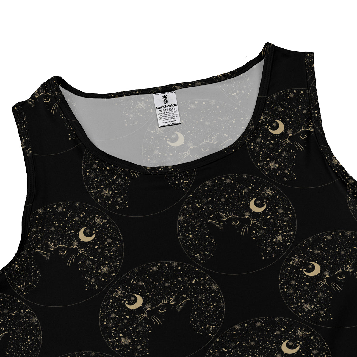 Snowy Kitty Night Sleeveless Dress close front