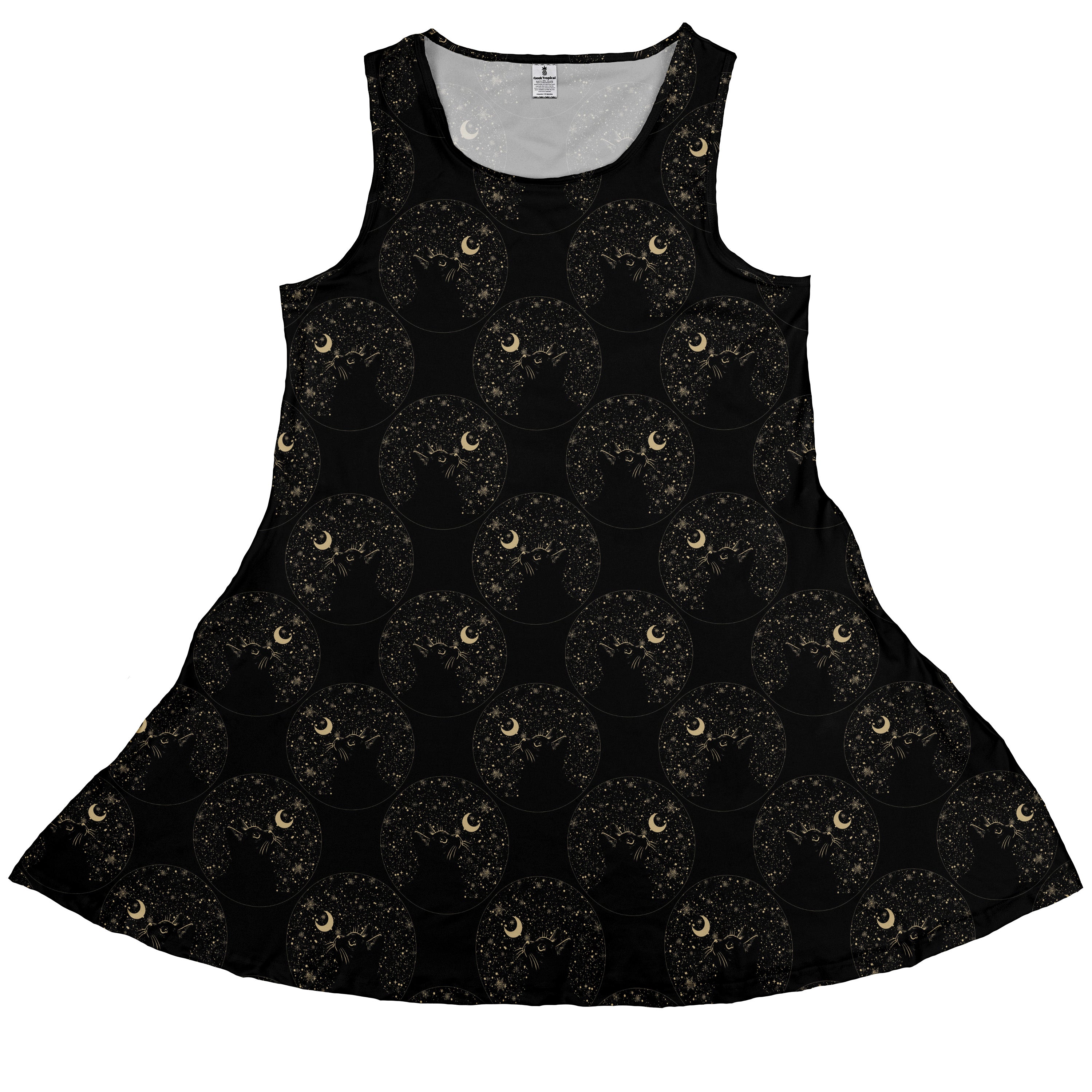 Snowy Kitty Night Sleeveless Dress front