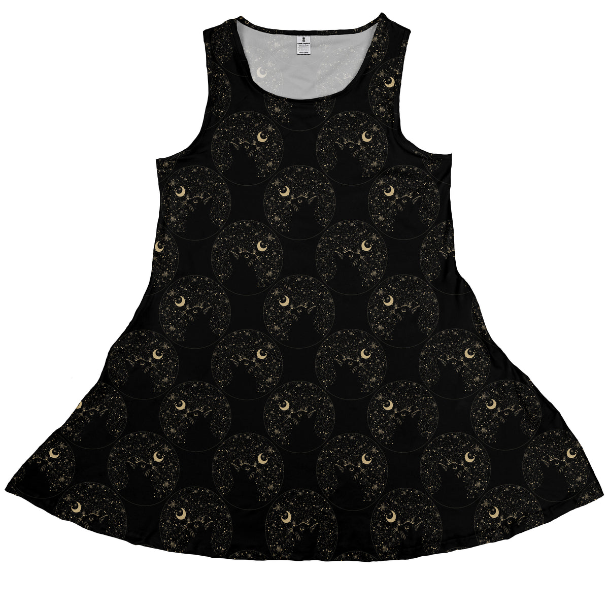 Snowy Kitty Night Sleeveless Dress front