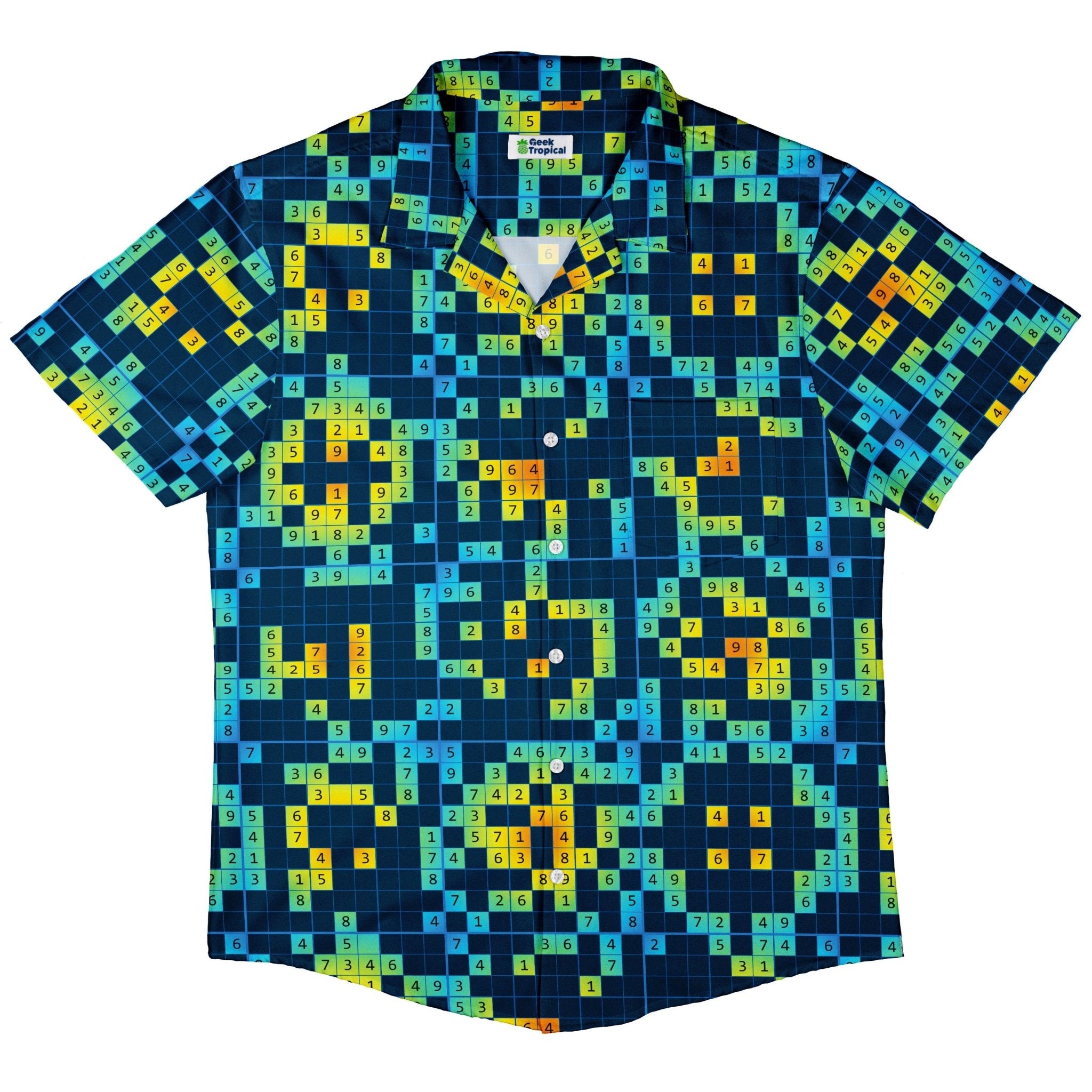 Sodoku Math Puzzle Button Up Shirt - adult sizing - mathematics print -