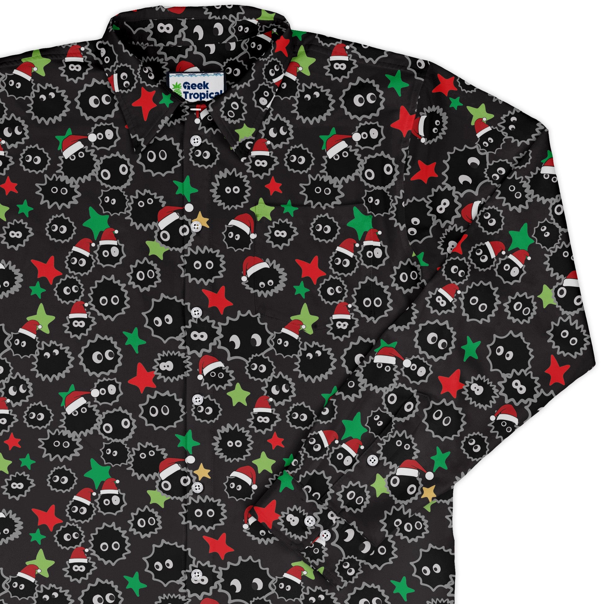 Sootsprite Santas Long Sleeve Button Up Shirt