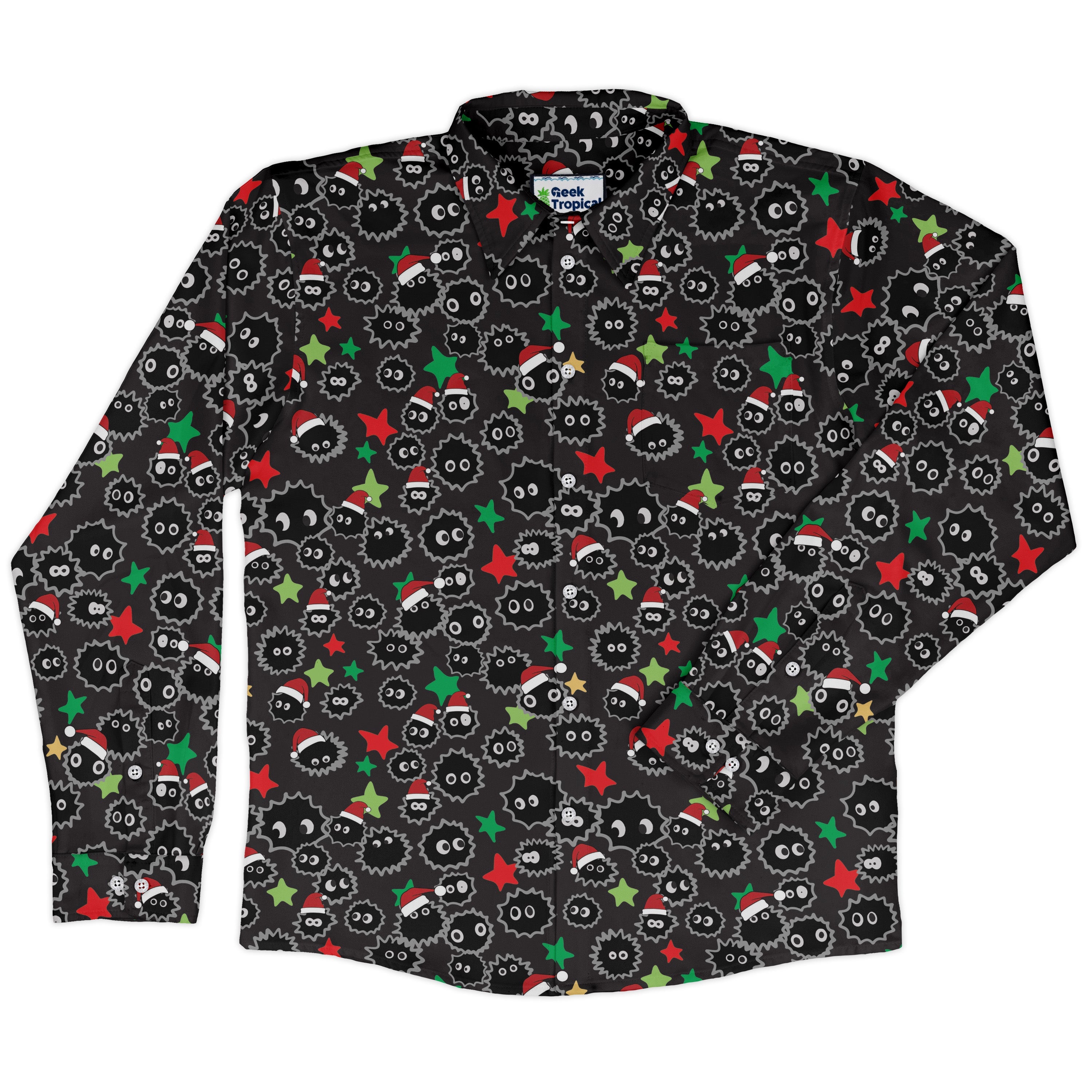 Sootsprite Santas Long Sleeve Button Up Shirt