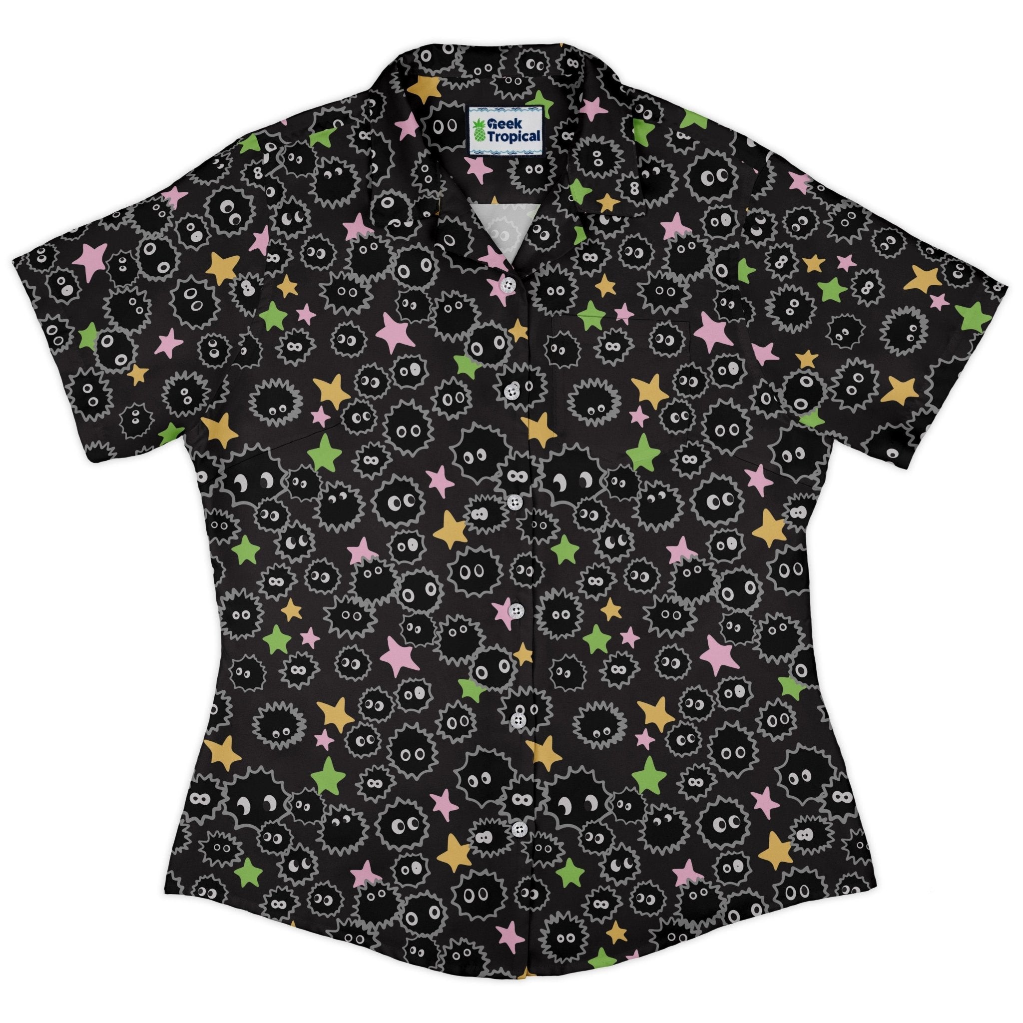 Sootsprites Anime Curvy Button Up Shirt Geek Nerd Anime Design by Heather Davenport Q3