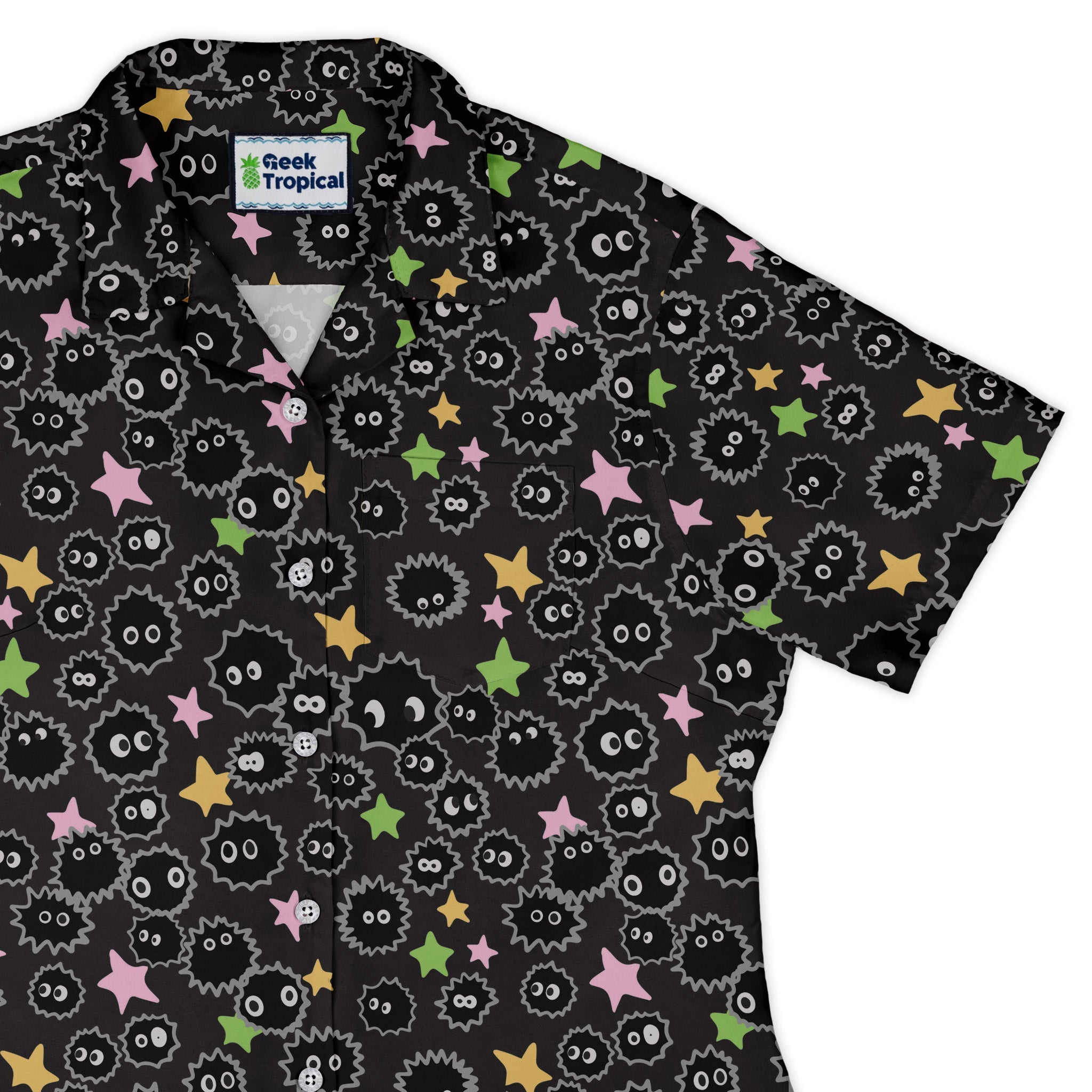 Sootsprites Anime Curvy Button Up Shirt Geek Nerd Anime Design by Heather Davenport Q3