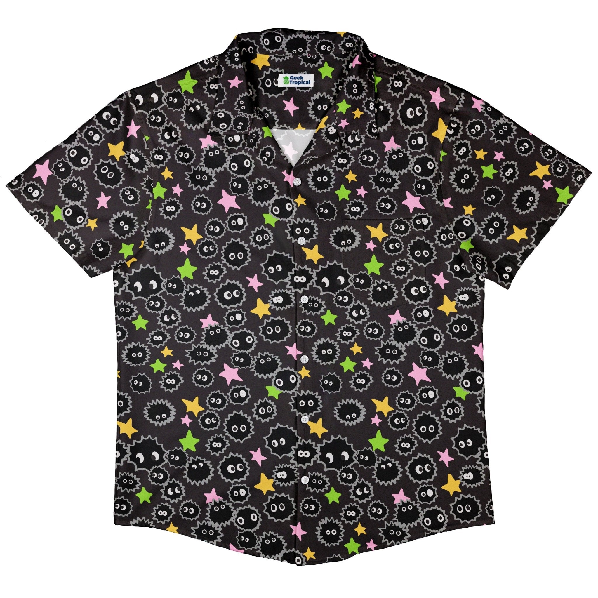 Clearance Ready - to - Ship Sootsprites Anime Button Up Shirt Geek Nerd adult sizing Anime Clearance