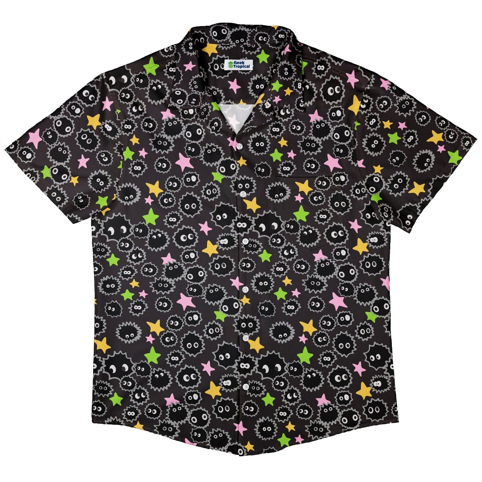 Clearance Ready - to - Ship Sootsprites Anime Button Up Shirt Geek Nerd adult sizing Anime Clearance