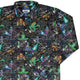 Space Alien Yoga Black Long Sleeve Button Up Shirt Geek Nerd adult sizing Designs by Nathan FLOW DESC WRITING